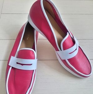 Pink White Leather Flats All Black Brand size 10